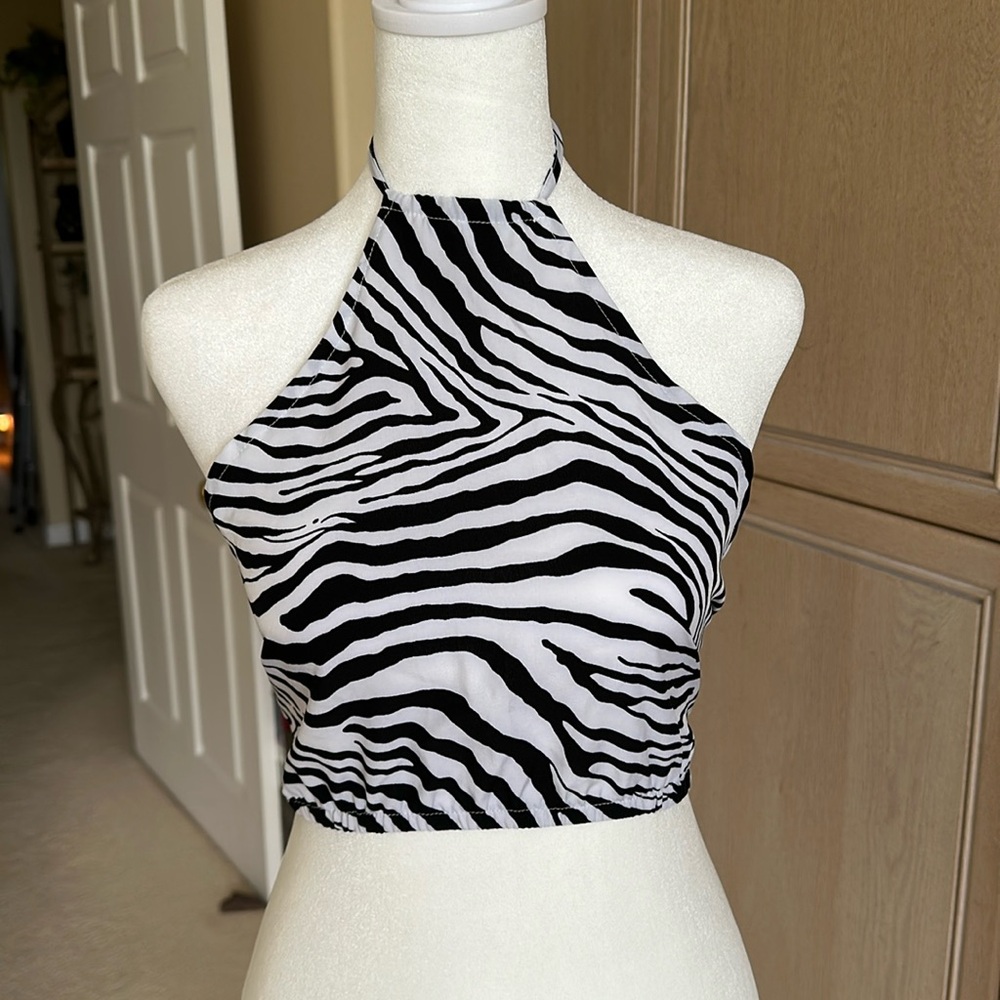 Zebra Halter Crop Top